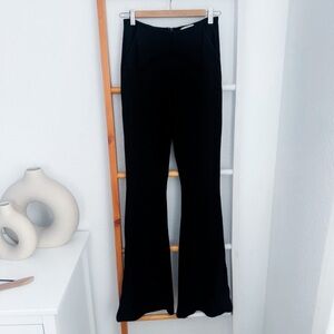 Misha Flare Zipper Hem Pants High Waisted Rise Bellbottoms Black